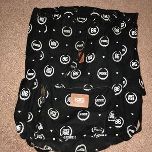 PINK black and white decal book bag